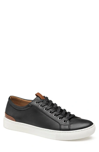 Johnston & Murphy Men's Banks Woven Lace-to-toe Lace-up Sneakers In Black Sheepskin