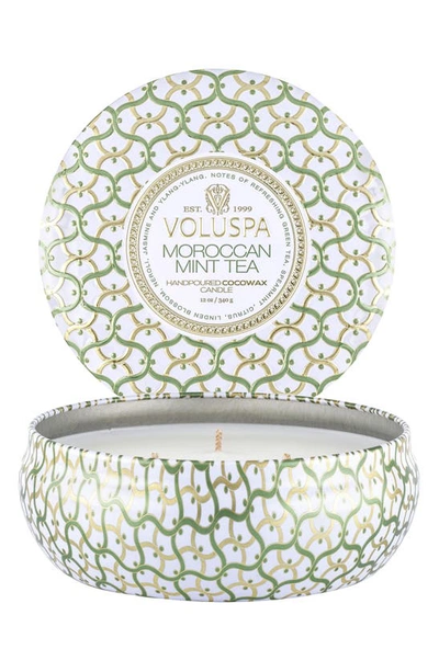 Voluspa Three-wick Tin Candle In Moroccan Mint