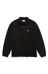 Lacoste Kids' Solid Long Sleeve Polo In Black