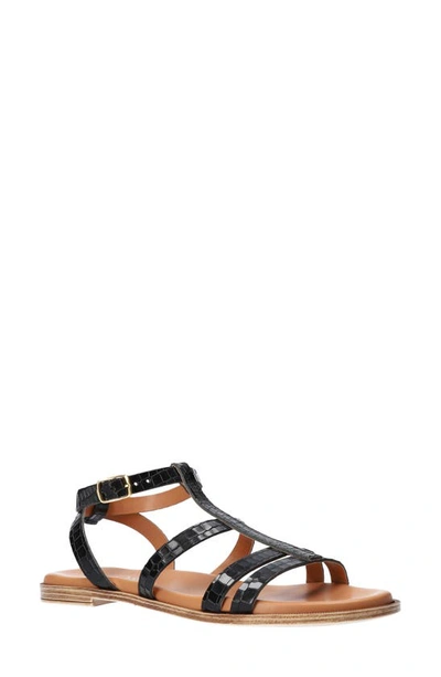 Bella Vita Ira Strappy Sandal In Black Croc Leather