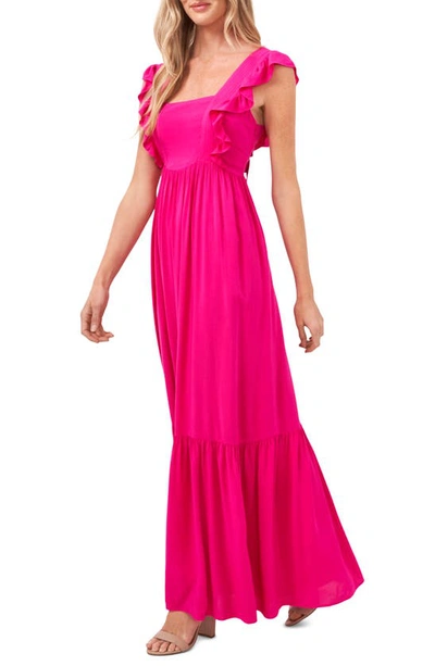 Cece Ruffle Sleeveless Maxi Dress In Bright Rose
