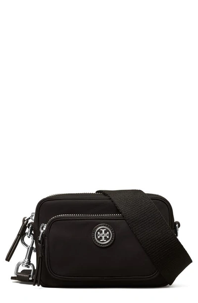 Tory Burch Mini Virginia Nylon Crossbody Bag In Black/silver