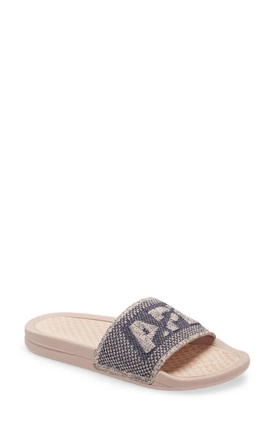 Apl Athletic Propulsion Labs Big Logo Techloom Knit Sport Slide In Rose Dust / Navy / Melange