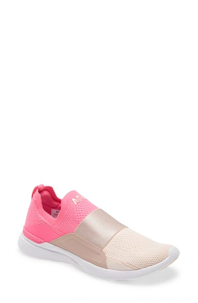 Apl Athletic Propulsion Labs Techloom Bliss Knit Running Shoe In Fusion Pink / Rose Dust / Nude