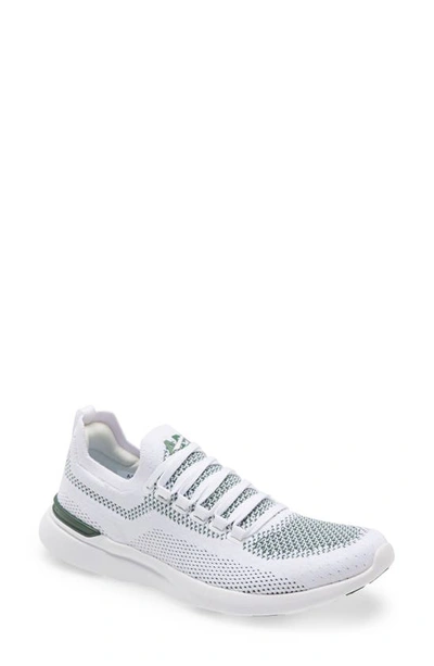 Apl Athletic Propulsion Labs Techloom Breeze Knit Running Shoe In White / Dark Green