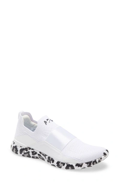 Apl Athletic Propulsion Labs Techloom Bliss Knit Running Shoe In White / Black / Leopard