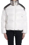 Moncler Cuscute Metallic Collar Down Puffer Jacket In Weiss