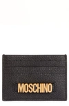 MOSCHINO LOGO LEATHER CARD CASE,2127A811680030555