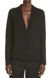 Jil Sander Boiled Wool Cardigan In Black