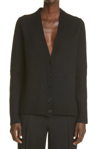 Jil Sander Boiled Wool Cardigan In Black