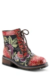 L'artiste Fantastic Lace-up Boot In Red Multi