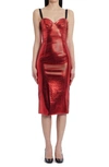 Dolce & Gabbana Tubino Laminated Bustier Midi Dress In Bright Red