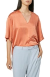 Equipment Akilah V-neck Silk Top In Crabapple