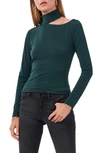 1.state One Shoulder Mock Neck Top In Pine Green