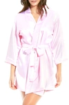 Icollection Satin Robe In Pink