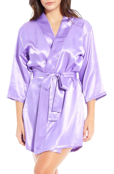 Icollection Satin Robe In Lavender