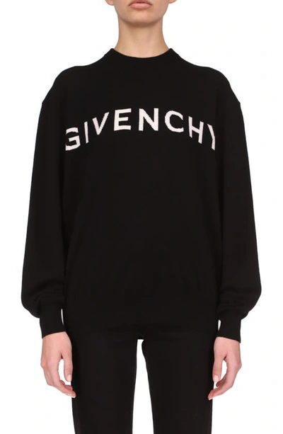 Givenchy Logo Jacquard Cashmere Sweater In Black