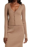 Vero Moda Avia Ribbed Cardigan In Fossil