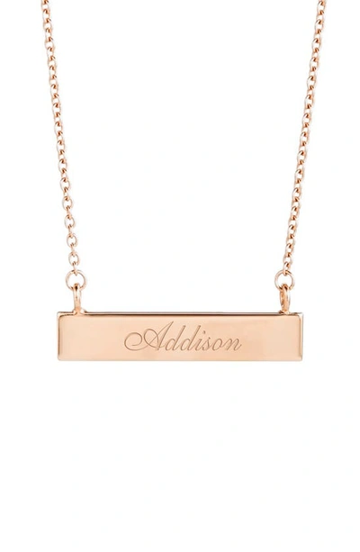 Brook & York Personalized Name Bar Necklace In Rose Gold