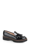 Patricia Green Tassel Lug Sole Loafer In Black Patent