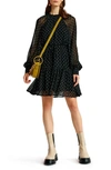 ESSENTIEL ANTWERP POLKA DOT LONG SLEEVE DRESS,AUBREY