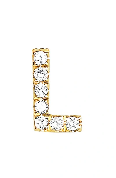 Ef Collection Diamond Initial Stud Earring In 14k Yellow Gold/ L