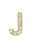 Ef Collection Diamond Initial Stud Earring In 14k Yellow Gold/ J