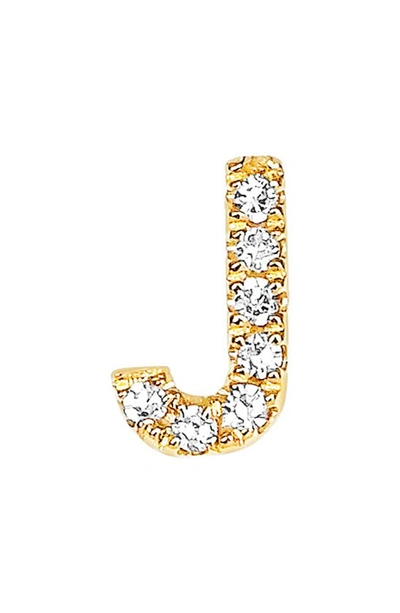 Ef Collection Diamond Initial Stud Earring In 14k Yellow Gold/ J