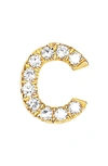 Ef Collection Diamond Initial Stud Earring In 14k Yellow Gold/ C