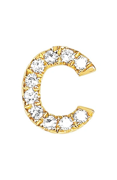 Ef Collection Diamond Initial Stud Earring In 14k Yellow Gold/ C