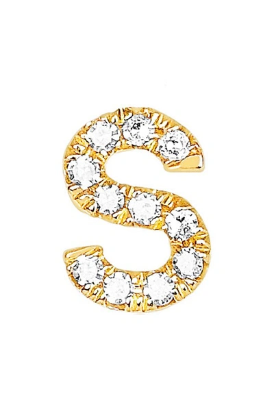 Ef Collection Diamond Initial Stud Earring In 14k Yellow Gold/s