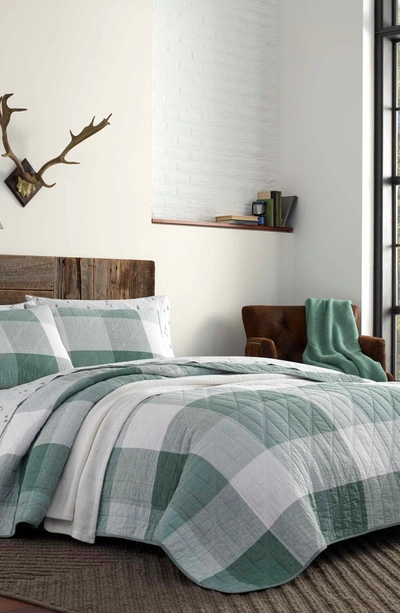 Eddie Bauer Boulder Plaid Cotton Quilt 3-piece Set In Green