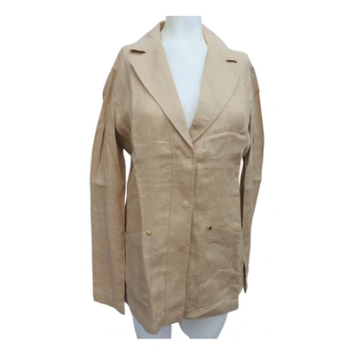 Pre-owned Claude Montana Linen Jacket In Camel