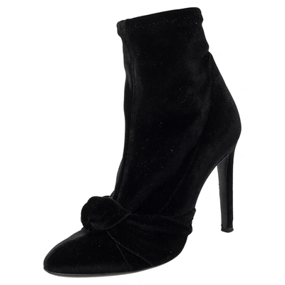 Pre-owned Giuseppe Zanotti Zanotti Black Velvet Knotted Ankle Boots Size 36