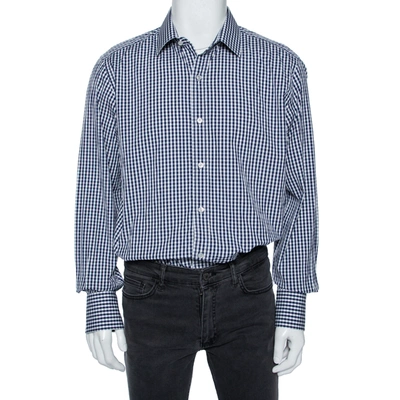 Pre-owned Tom Ford Blue Gingham Check Cotton Shirt Xxxl
