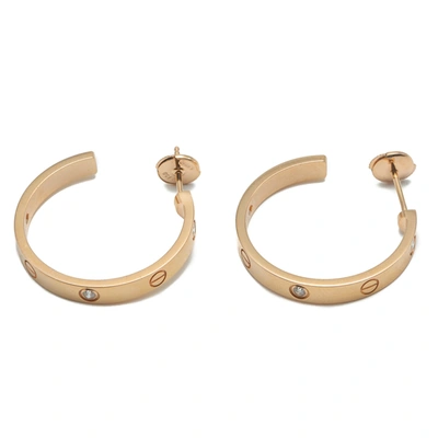Pre-owned Cartier Love Rose Gold Diamond Earrings