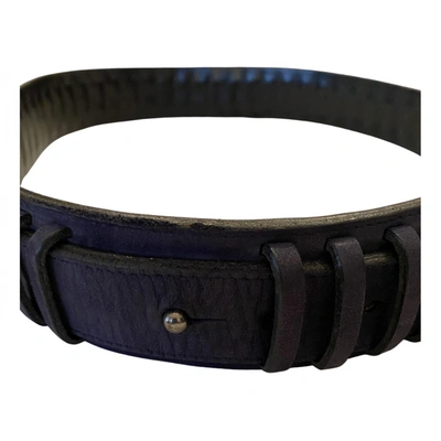 Pre-owned Claude Montana Leather Belt In Navy