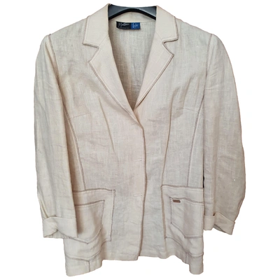 Pre-owned Claude Montana Linen Suit Jacket In Ecru