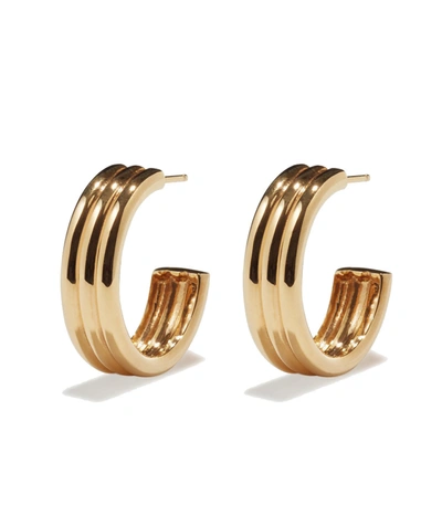 Agmes Medium Triple Ridge Hoops In Gold