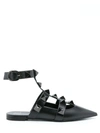 Valentino Garavani Roman Stud Ankle-strap Ballerina Flats In Black