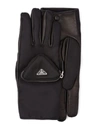 Prada Nylon And Leather Gloves In Nero