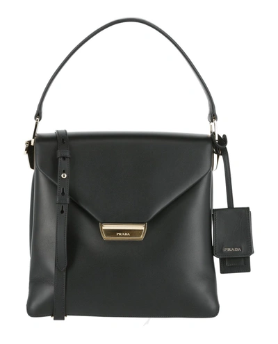 Prada Ingrid Leather Shoulder Bag In Black