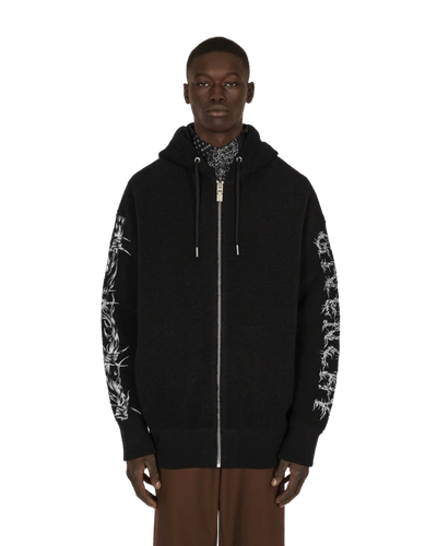 Givenchy Black Bouclé Barbed Wire Zip Hoodie