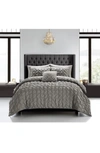 Chic Edison Pinch Pleat Box 6-piece Comforter Set In Grey