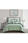Chic Macey Geometric Jacquard Design Comforter 6-piece Set In Green