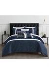 Chic Macey Geometric Jacquard Design Comforter 6-piece Set In Navy