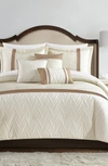 Chic Macey Geometric Jacquard Design Comforter 6-piece Set In Beige