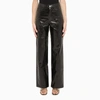 Rotate Birger Christensen Rotie Snake-effect Vegan Leather Straight-leg Pants In Black