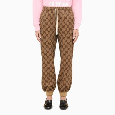 Gucci Gg Jacquard Cotton Blend Joggers In ["brown", "print"]