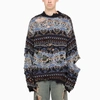 BALENCIAGA BLUE JACQUARD RIPPED PULLOVER,662518T1602-J-BALEN-8088